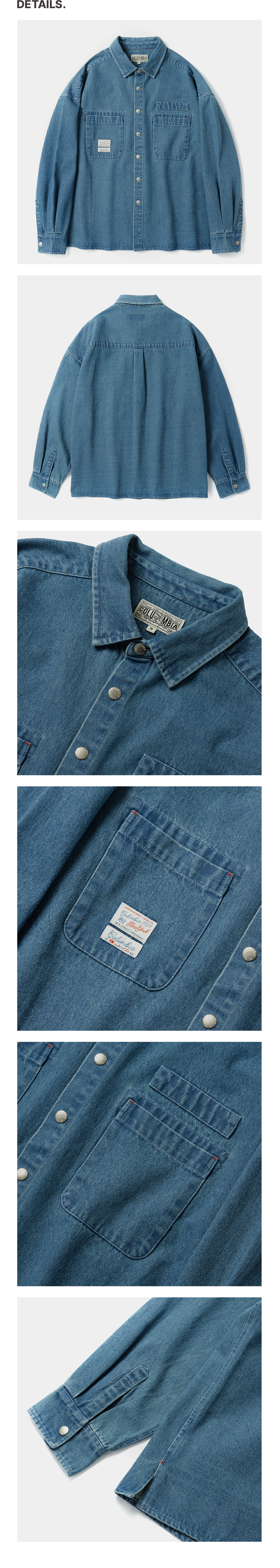 Columbia University-SL-LABEL OVER-FIT DENIM SHIRTS 라이트