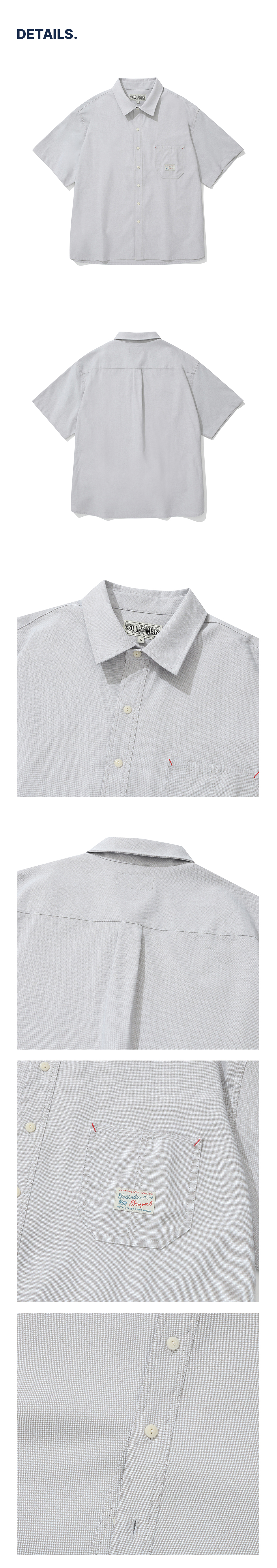 ★★Columbia★★ SLLABEL ONE POCKET OXFORD SS SHIRTS GREY ST COLUMBIA UNIVERSITY] SL-LABEL ONE POCKET OXFORD S/S SHIRTS